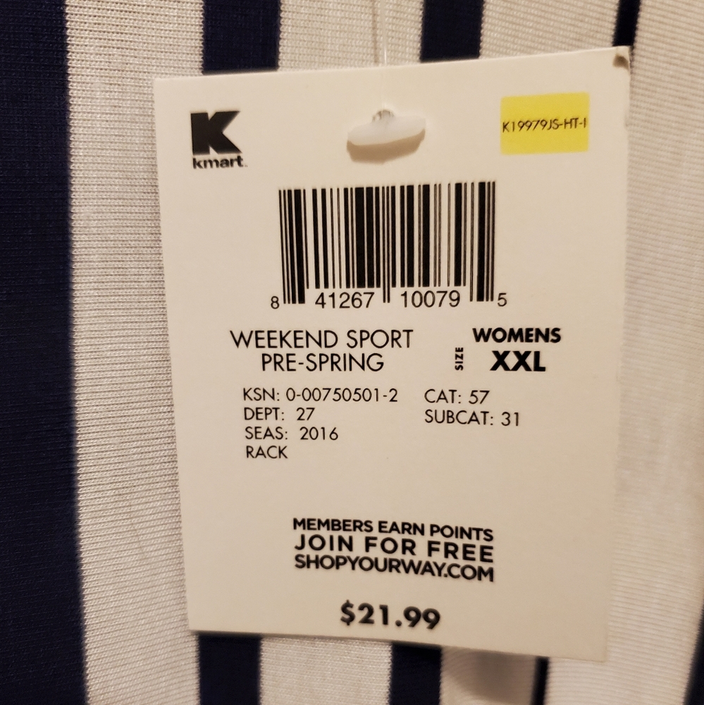 Short Sleeve Navy Blue and White Blouse - Picture 2 of 5